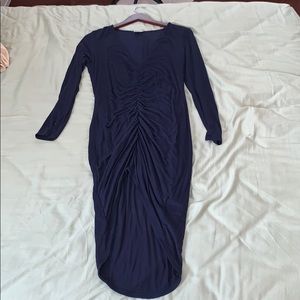 Tobi blue slinky ruched body con dress